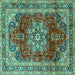 Square Machine Washable Persian Turquoise Traditional Area Rugs, wshtr2877turq