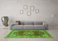 Machine Washable Persian Green Traditional Rug, wshtr2877grn