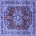 Square Machine Washable Persian Blue Traditional Rug, wshtr2877blu