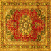 Square Machine Washable Persian Yellow Traditional Rug, wshtr2877yw