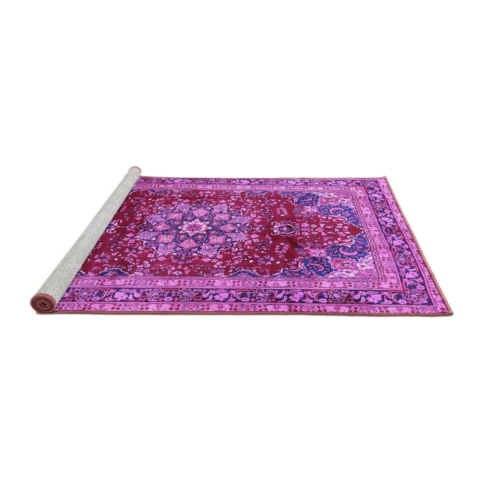 Sideview of Machine Washable Persian Purple Traditional Area Rugs, wshtr2877pur