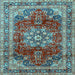 Square Machine Washable Persian Light Blue Traditional Rug, wshtr2877lblu