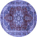 Round Machine Washable Persian Blue Traditional Rug, wshtr2877blu