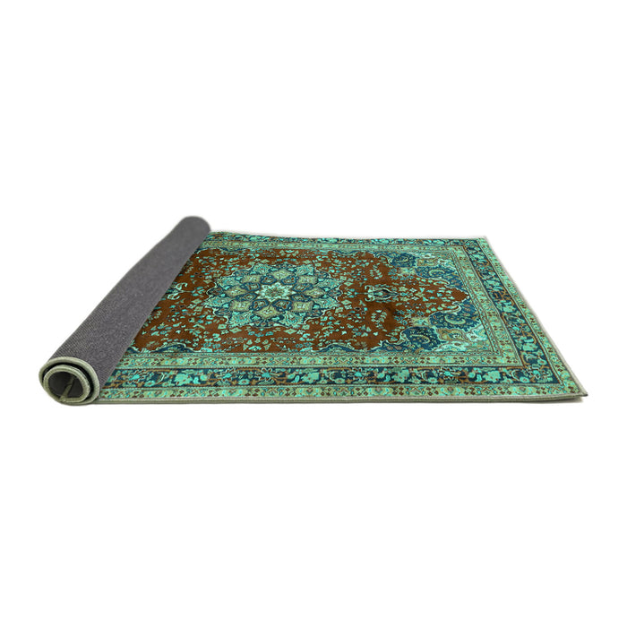 Sideview of Persian Turquoise Traditional Rug, tr2877turq