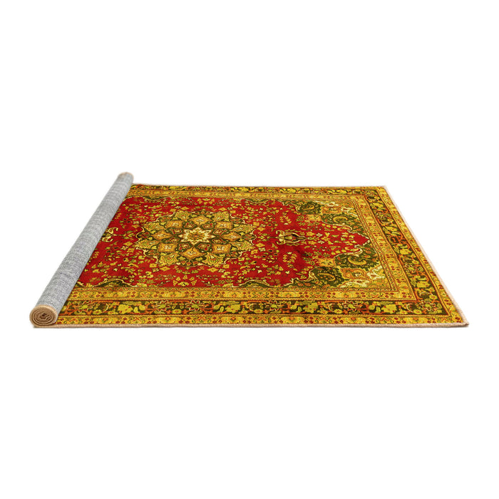 Sideview of Machine Washable Persian Yellow Traditional Rug, wshtr2877yw