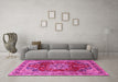 Machine Washable Persian Pink Traditional Rug in a Living Room, wshtr2877pnk