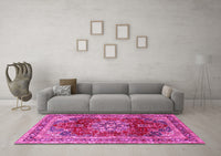 Machine Washable Persian Pink Traditional Rug, wshtr2877pnk