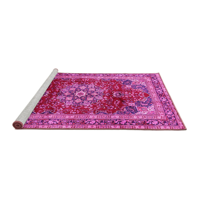 Sideview of Machine Washable Persian Pink Traditional Rug, wshtr2877pnk