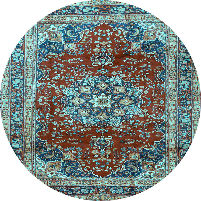 Round Persian Light Blue Traditional Rug, tr2877lblu