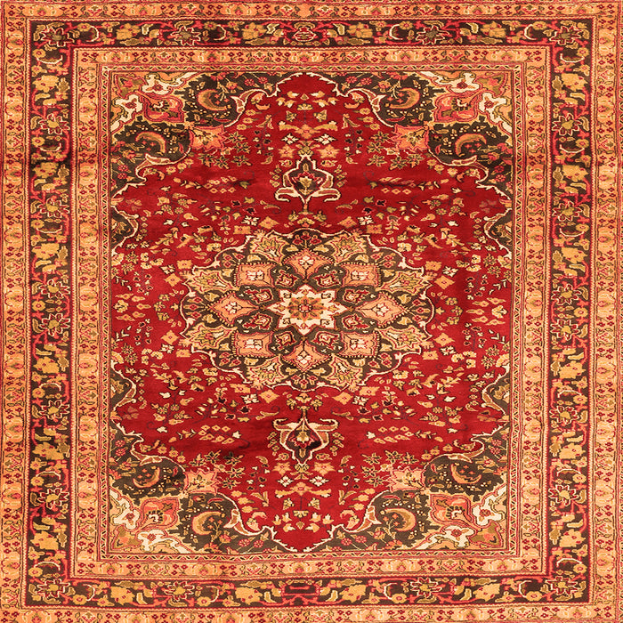 Round Machine Washable Persian Orange Traditional Area Rugs, wshtr2877org