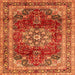 Round Machine Washable Persian Orange Traditional Area Rugs, wshtr2877org