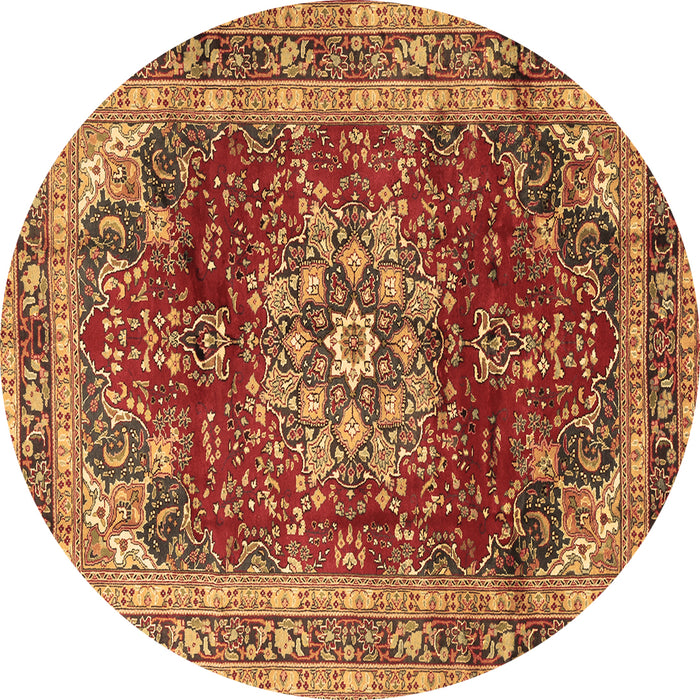 Round Machine Washable Persian Brown Traditional Rug, wshtr2877brn