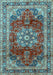 Machine Washable Persian Light Blue Traditional Rug, wshtr2877lblu