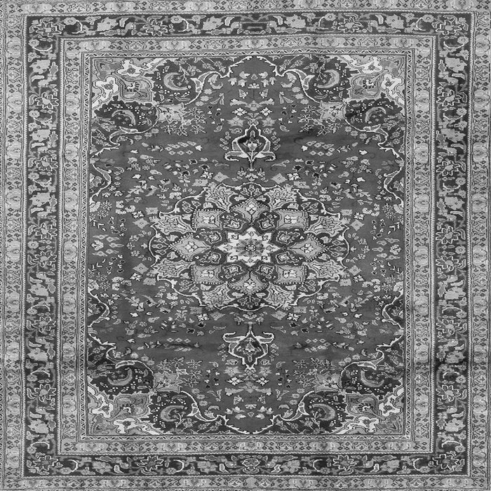 Round Machine Washable Persian Gray Traditional Rug, wshtr2877gry