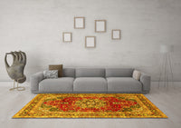 Machine Washable Persian Yellow Traditional Rug, wshtr2877yw