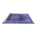 Sideview of Machine Washable Persian Blue Traditional Rug, wshtr2877blu