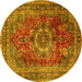 Round Medallion Yellow Traditional Rug, tr2878yw