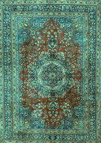 Medallion Turquoise Traditional Rug, tr2878turq