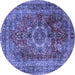 Round Medallion Blue Traditional Rug, tr2878blu