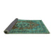 Sideview of Medallion Turquoise Traditional Rug, tr2878turq