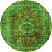 Machine Washable Medallion Green Traditional Area Rugs, wshtr2878grn