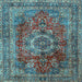 Square Medallion Light Blue Traditional Rug, tr2878lblu