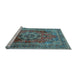 Sideview of Machine Washable Medallion Light Blue Traditional Rug, wshtr2878lblu