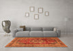 Machine Washable Medallion Orange Traditional Area Rugs in a Living Room, wshtr2878org