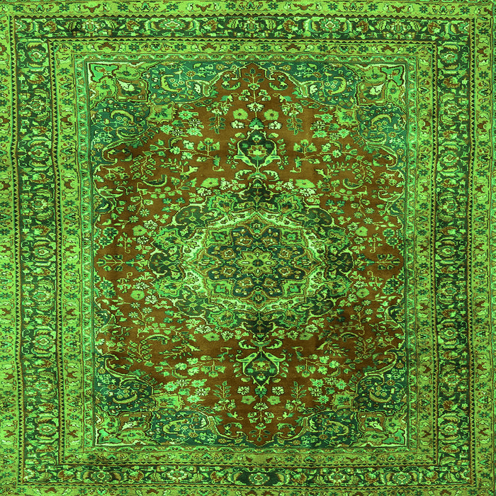 Serging Thickness of Medallion Green Traditional Rug, tr2878grn