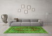 Machine Washable Medallion Green Traditional Area Rugs in a Living Room,, wshtr2878grn