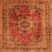 Round Machine Washable Medallion Orange Traditional Area Rugs, wshtr2878org