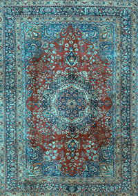 Medallion Light Blue Traditional Rug, tr2878lblu