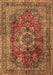 Machine Washable Medallion Brown Traditional Rug, wshtr2878brn