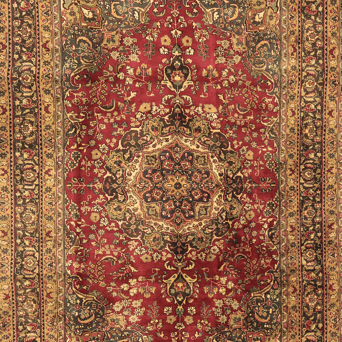Machine Washable Medallion Brown Traditional Rug, wshtr2878brn