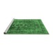 Sideview of Machine Washable Medallion Emerald Green Traditional Area Rugs, wshtr2878emgrn