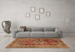 Machine Washable Medallion Brown Traditional Rug in a Living Room,, wshtr2878brn