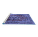 Sideview of Machine Washable Medallion Blue Traditional Rug, wshtr2878blu