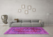 Machine Washable Medallion Purple Traditional Area Rugs in a Living Room, wshtr2878pur