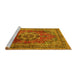 Sideview of Machine Washable Medallion Yellow Traditional Rug, wshtr2878yw