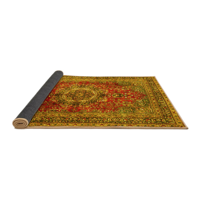 Sideview of Medallion Yellow Traditional Rug, tr2878yw