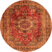 Machine Washable Medallion Orange Traditional Area Rugs, wshtr2878org