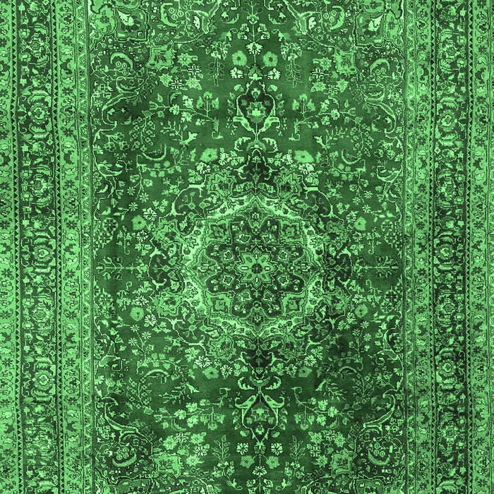 Medallion Emerald Green Traditional Rug, tr2878emgrn