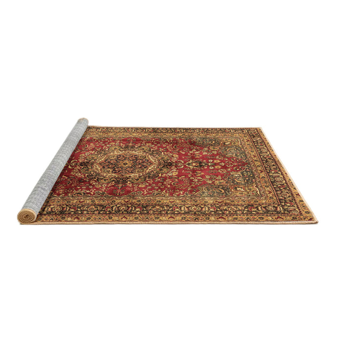 Sideview of Machine Washable Medallion Brown Traditional Rug, wshtr2878brn