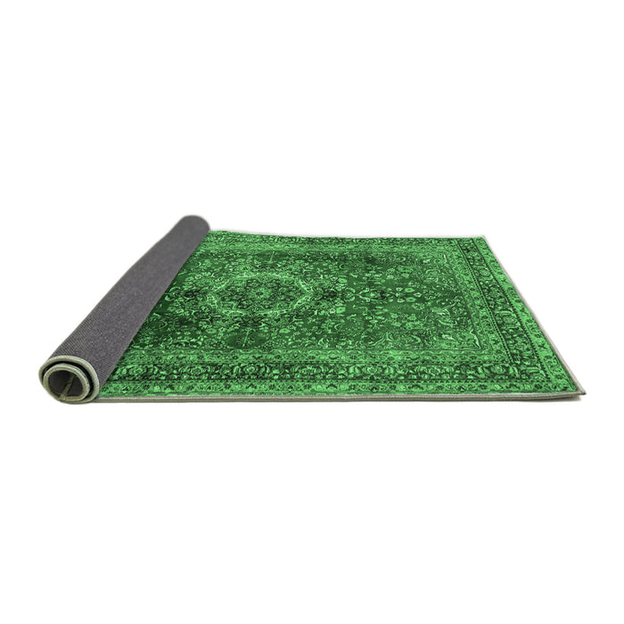 Sideview of Medallion Emerald Green Traditional Rug, tr2878emgrn