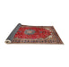 Sideview of Traditional Orange Salmon Pink Medallion Rug, tr2879