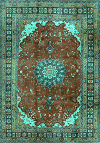 Medallion Turquoise Traditional Rug, tr2879turq