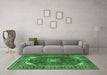 Machine Washable Medallion Emerald Green Traditional Area Rugs in a Living Room,, wshtr2879emgrn