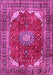 Machine Washable Medallion Pink Traditional Rug, wshtr2879pnk