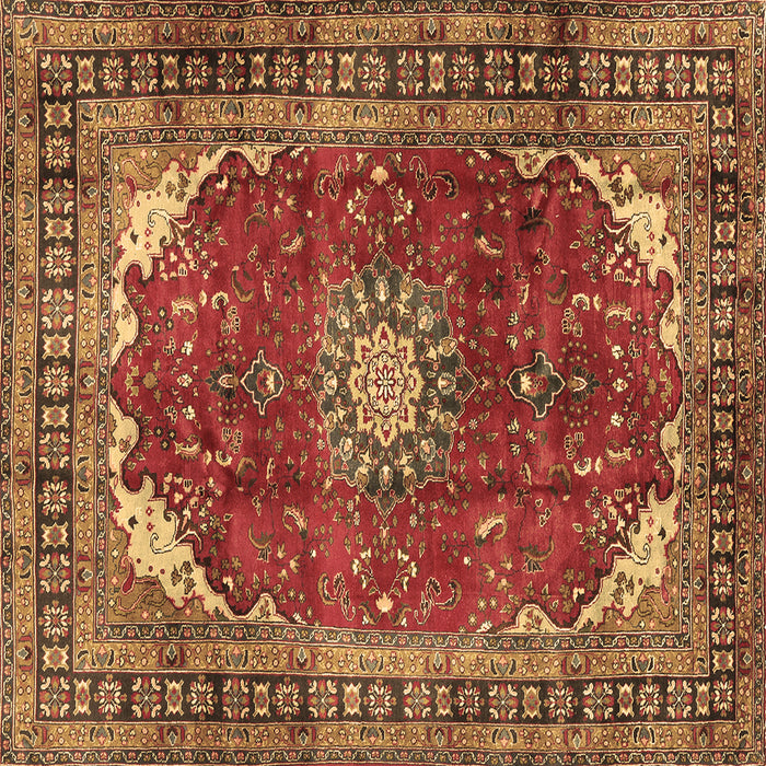 Square Medallion Brown Traditional Rug, tr2879brn