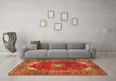 Machine Washable Medallion Orange Traditional Area Rugs in a Living Room, wshtr2879org